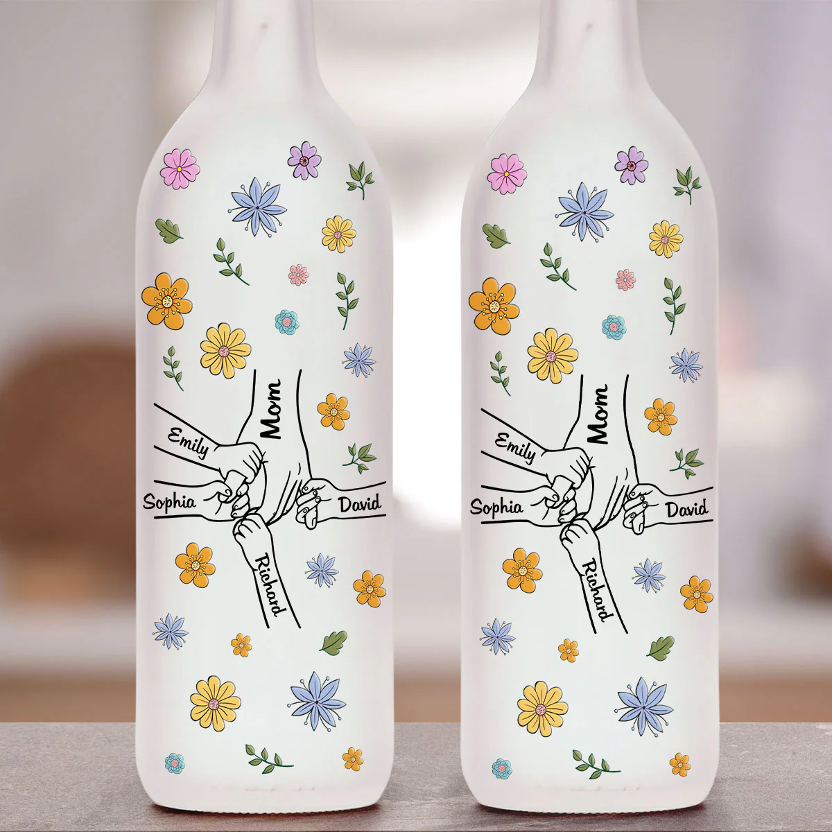 Mom Hold Our Hands - Personalized Custom Bottle Lamp - Image 5