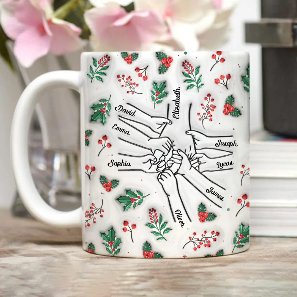 Mom Hold Our Hearts - Personalized Custom 3D Inflated Effect Mug - Image 5