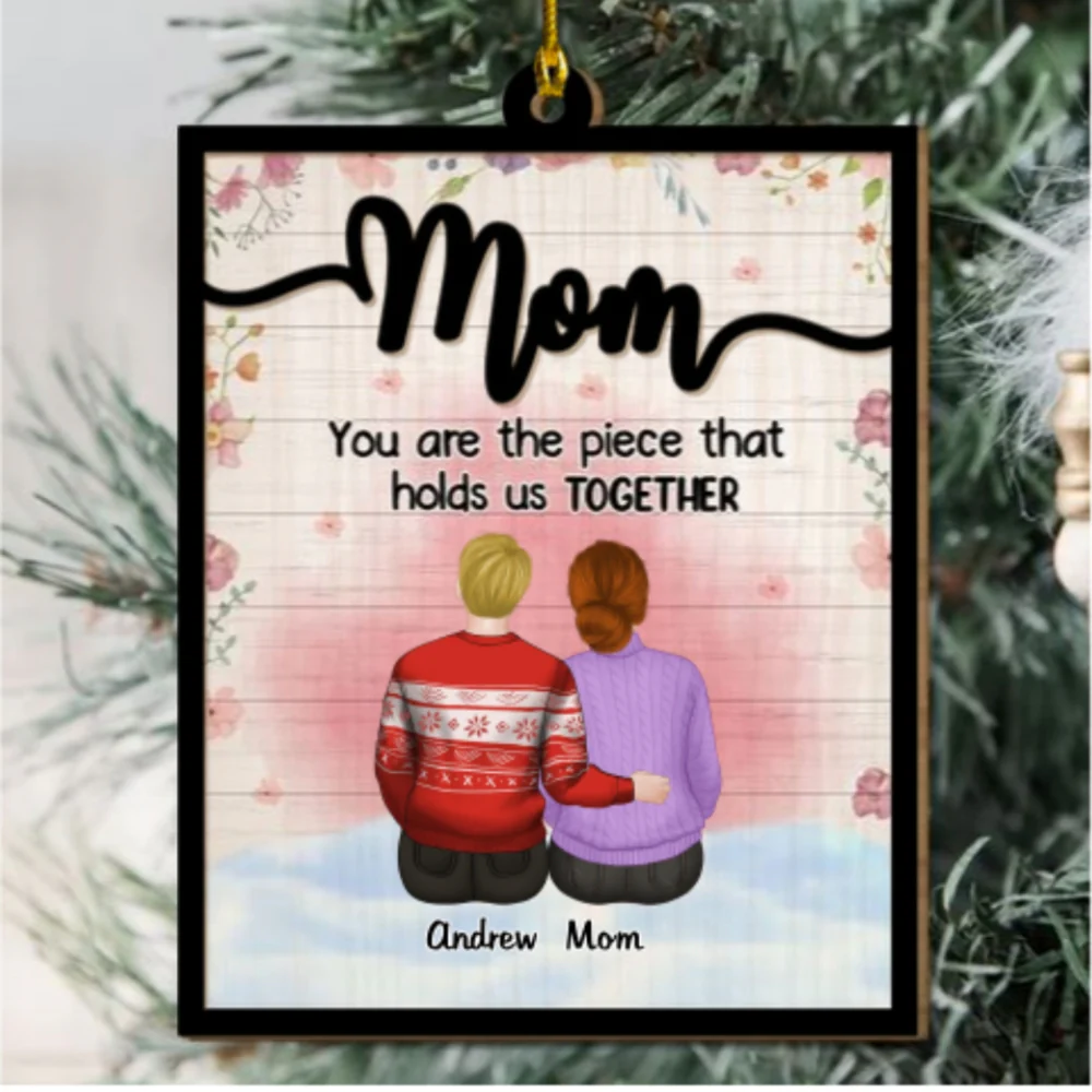 Mom Holds Us Together - Personalized Custom 2-layered Wood Ornament - Image 6