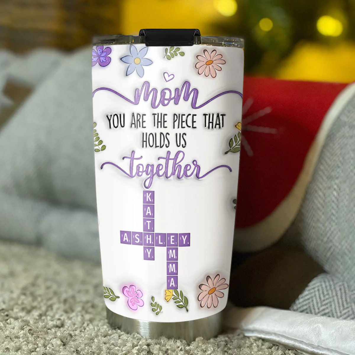 Mom Holds Us Together - Personalized Custom 3D Inflated Effect Tumbler - Image 3