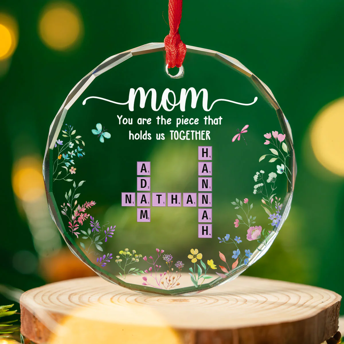 Mom Holds Us Together - Personalized Custom Glass Ornament - Image 2