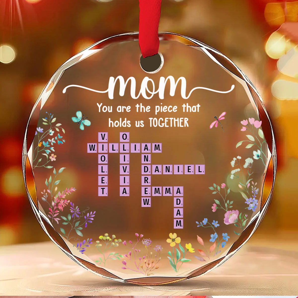 Mom Holds Us Together - Personalized Custom Glass Ornament - Image 4