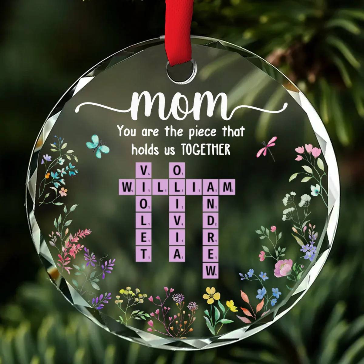 Mom Holds Us Together - Personalized Custom Glass Ornament - Image 6