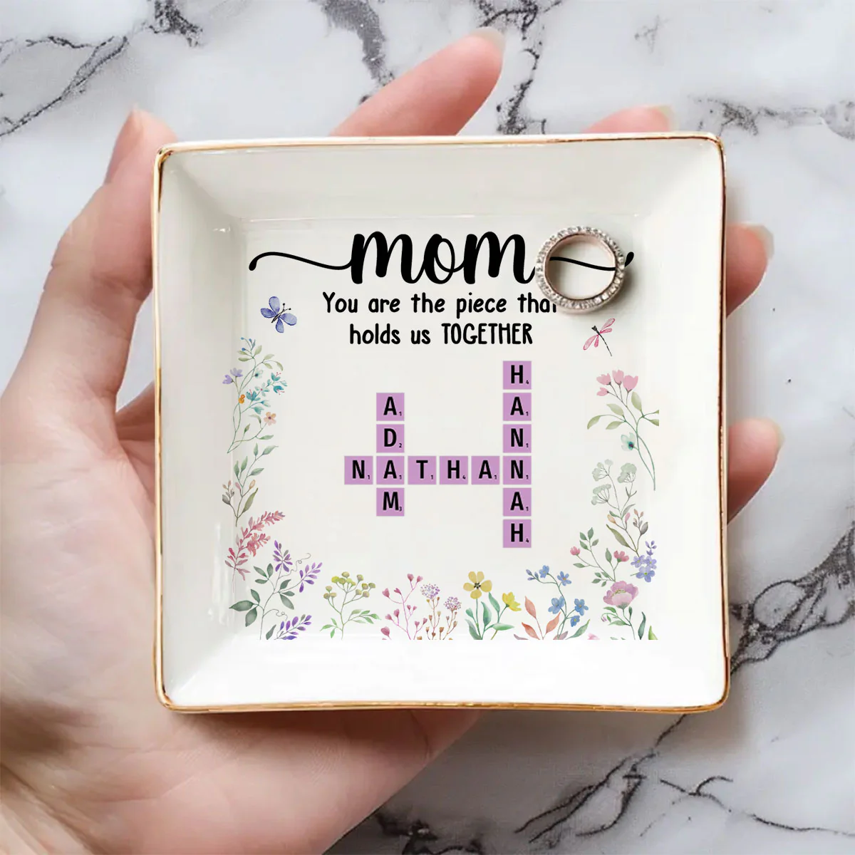 Mom Holds Us Together - Personalized Custom Jewelry Dish - Image 2