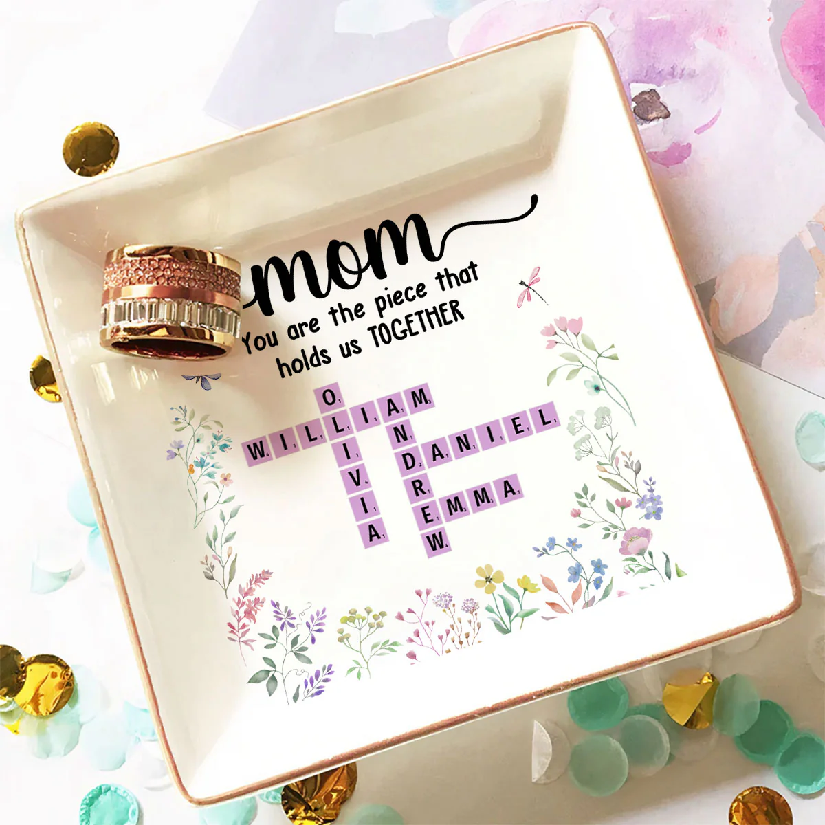 Mom Holds Us Together - Personalized Custom Jewelry Dish - Image 3