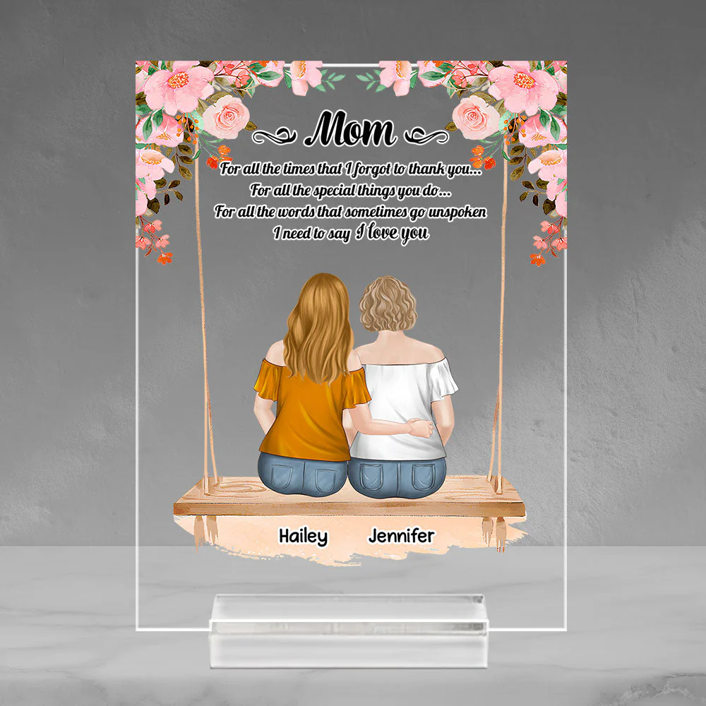 Mom I Love You - Personalized Custom Acrylic Plaque With Base