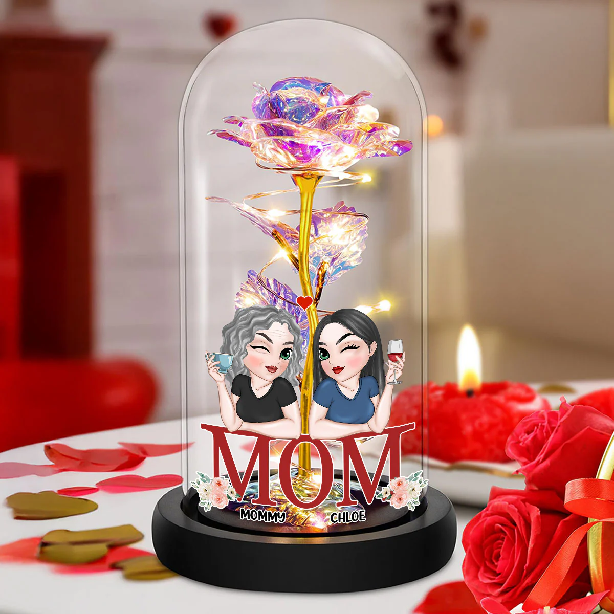 Mom Is The Best - Personalized Custom Sparkly Rose - Image 2