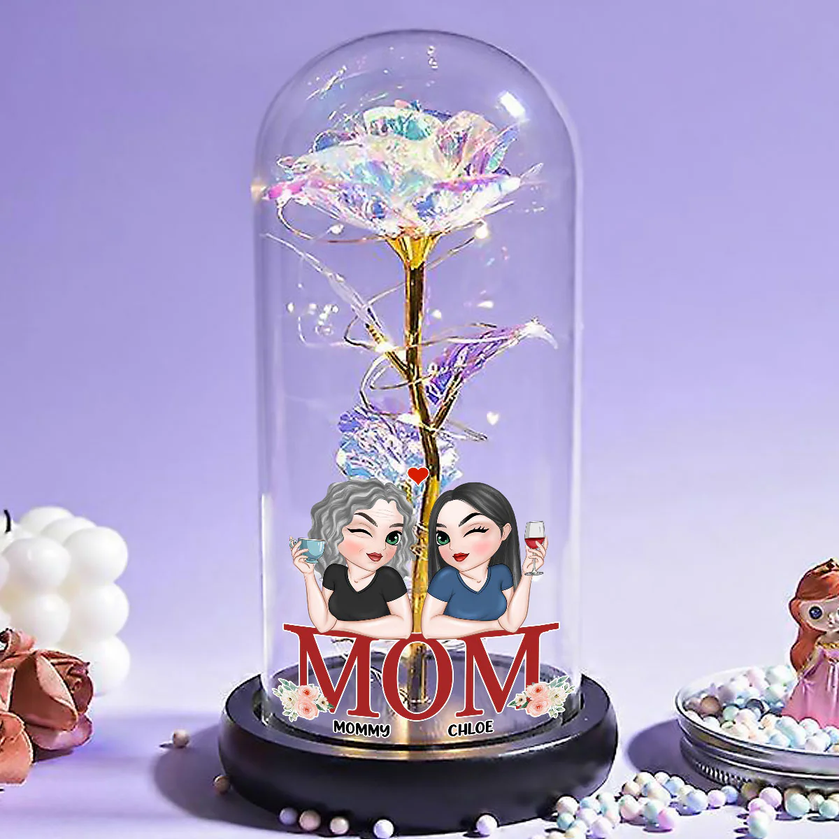 Mom Is The Best - Personalized Custom Sparkly Rose - Image 3