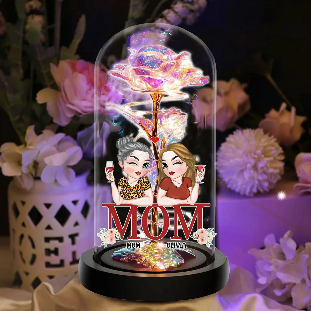 Mom Is The Best - Personalized Custom Sparkly Rose - Image 6