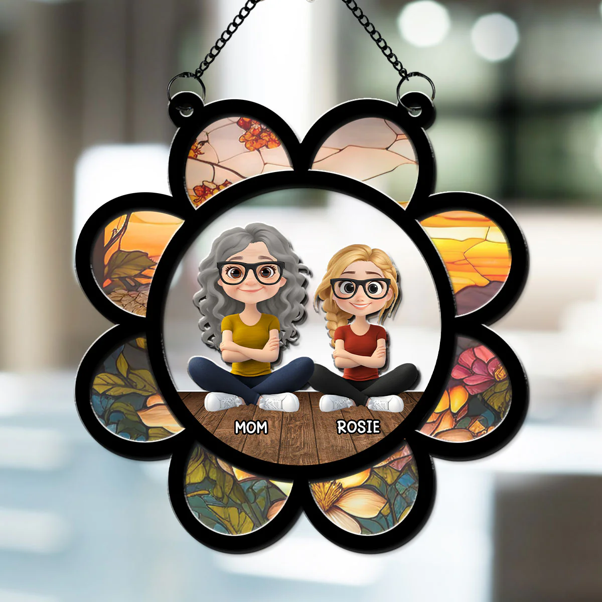 Mom Mum Flower - Personalized Custom Suncatcher - Image 5