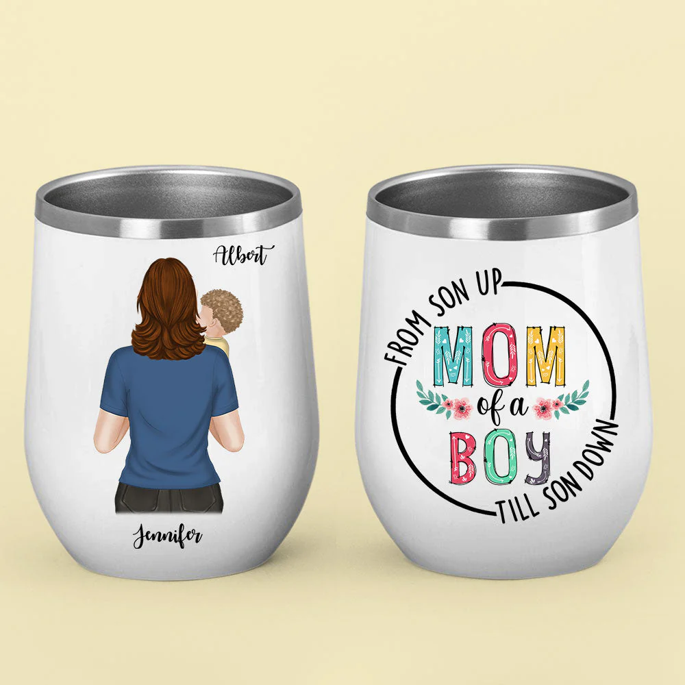 Mom Of Boys - Personalized Custom Wine Tumbler - Image 3