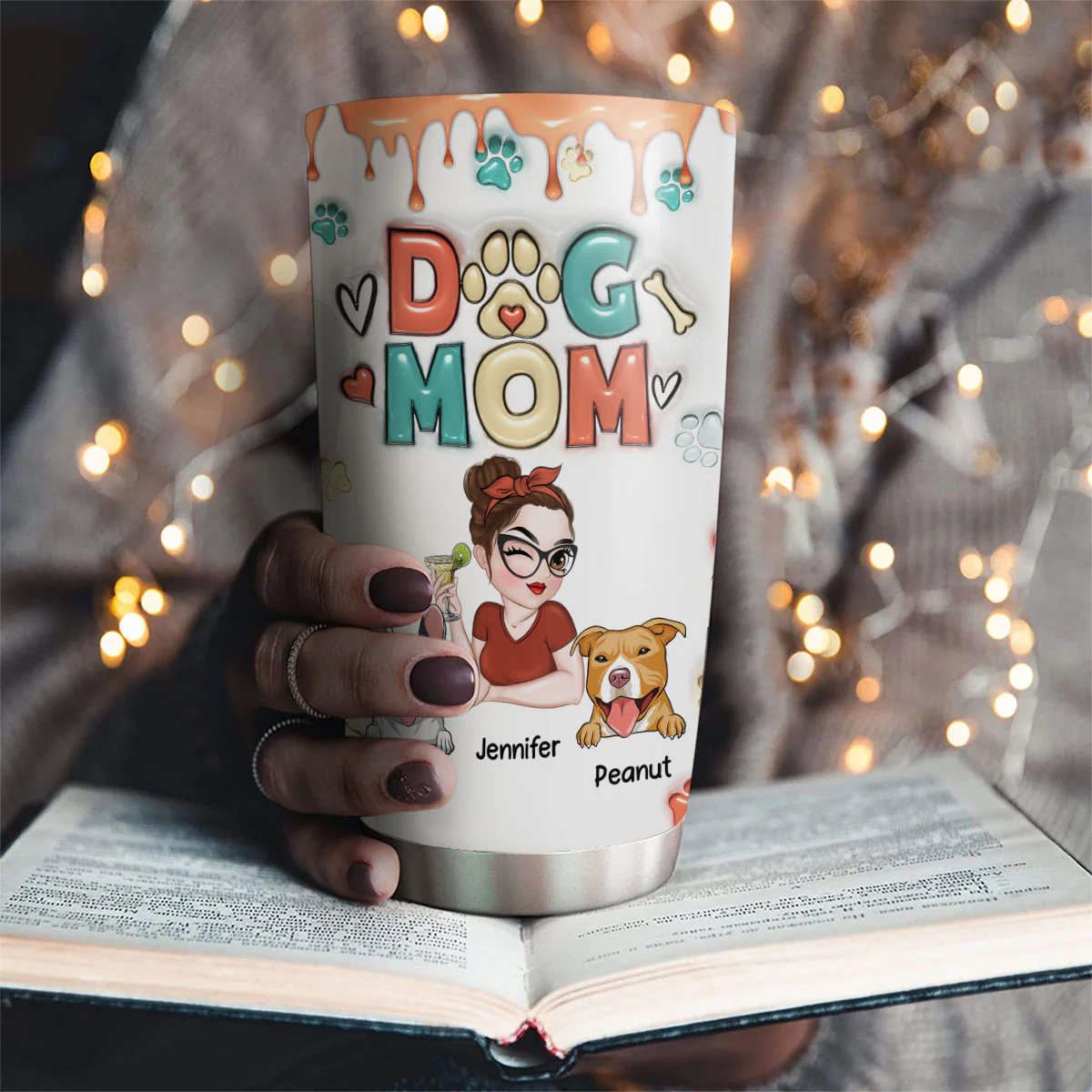 Mom Of Dogs - Personalized Custom 3D Inflated Effect Tumbler - Image 2