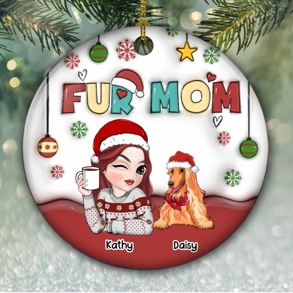 Mom Of Pets- Personalized Custom 3D Inflated Effect Ceramic Ornament - Image 6
