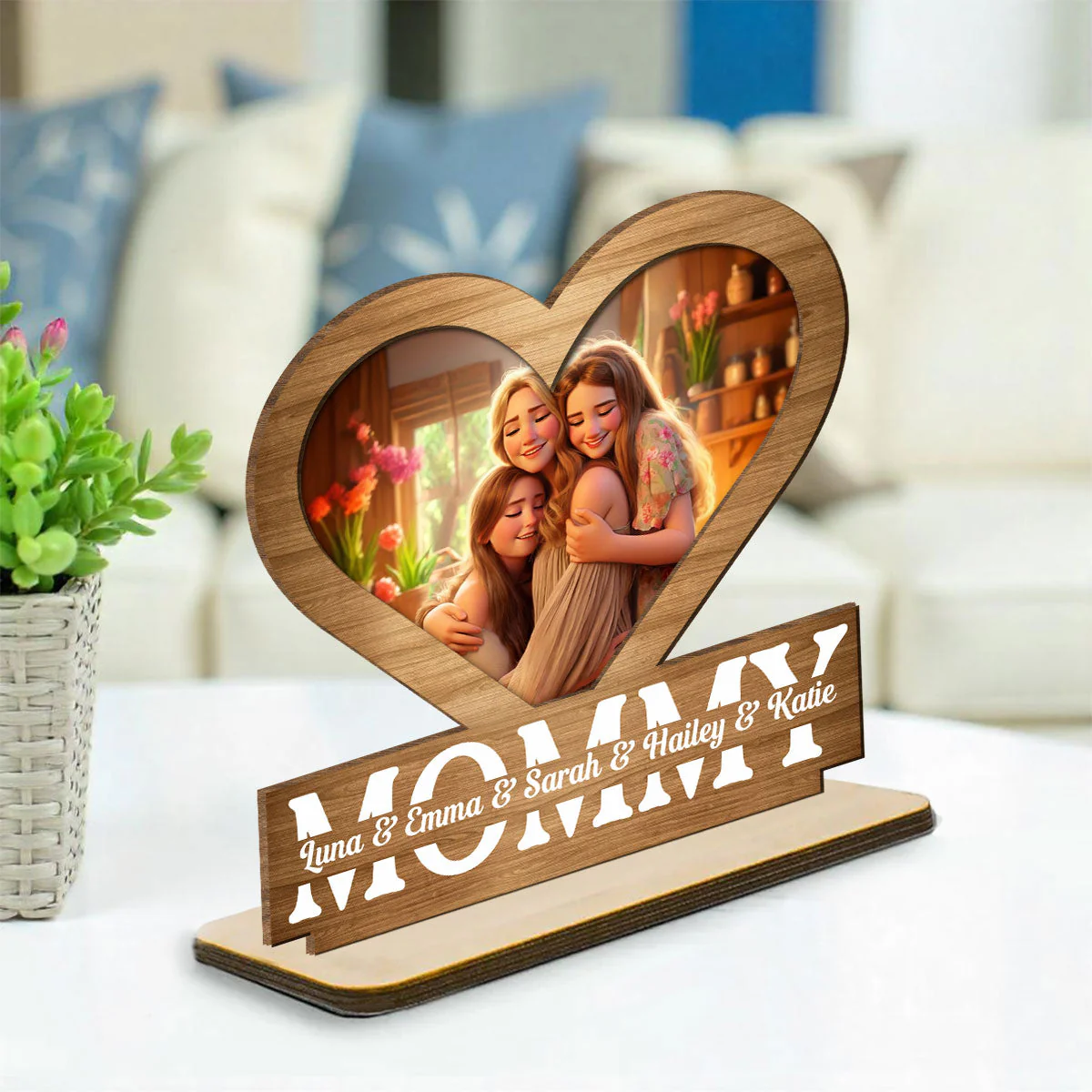Mom Our Light Of Love - Personalized Custom 2-Layer Wood Plaque With Flat Base - Image 2