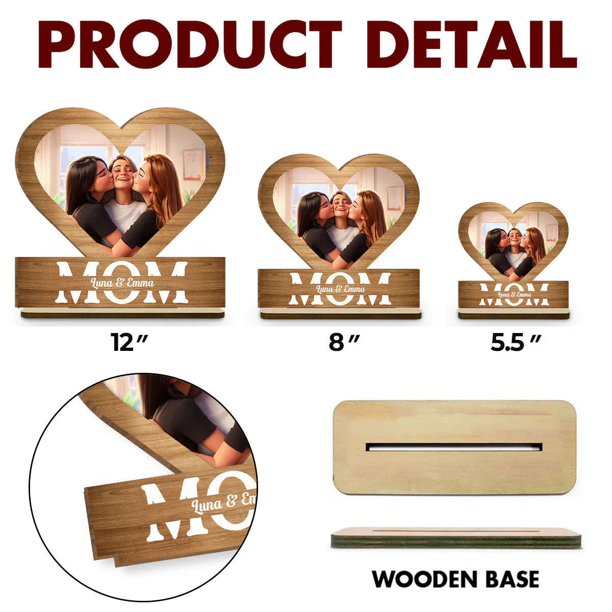 Mom Our Light Of Love - Personalized Custom 2-Layer Wood Plaque With Flat Base - Image 5