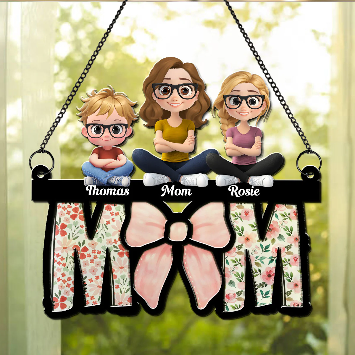 Mom Put A Bow On It - Personalized Custom Suncatcher - Image 2