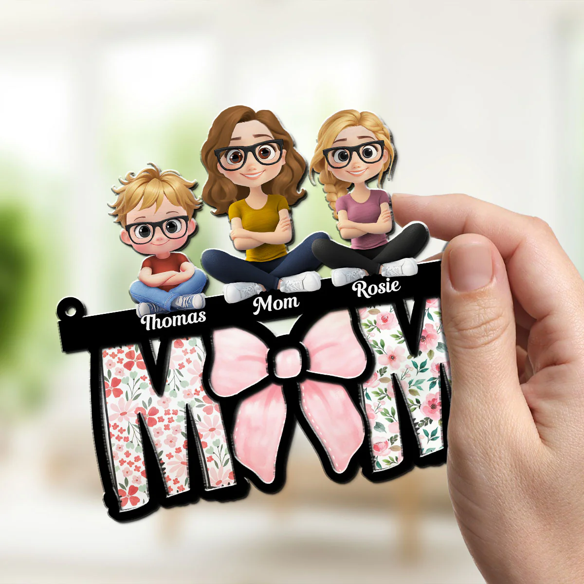 Mom Put A Bow On It - Personalized Custom Suncatcher - Image 3