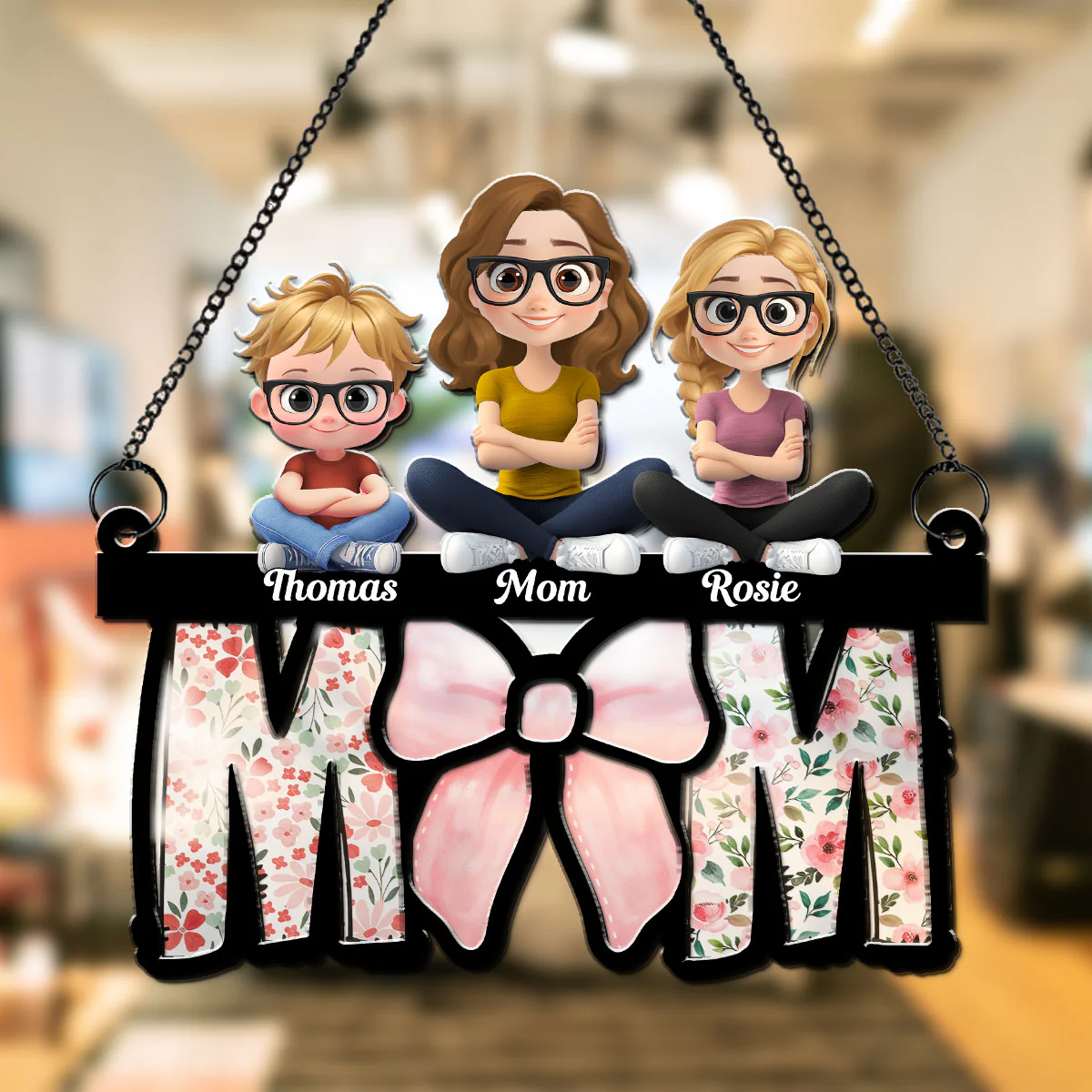 Mom Put A Bow On It - Personalized Custom Suncatcher - Image 5