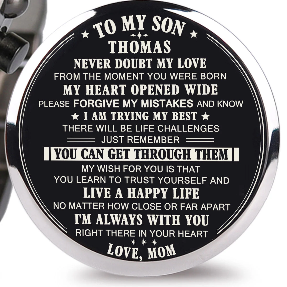 To My Son β Never Doubt My Love - Personalized Engraved Chronograph Wooden Watch GQ026 - Image 2