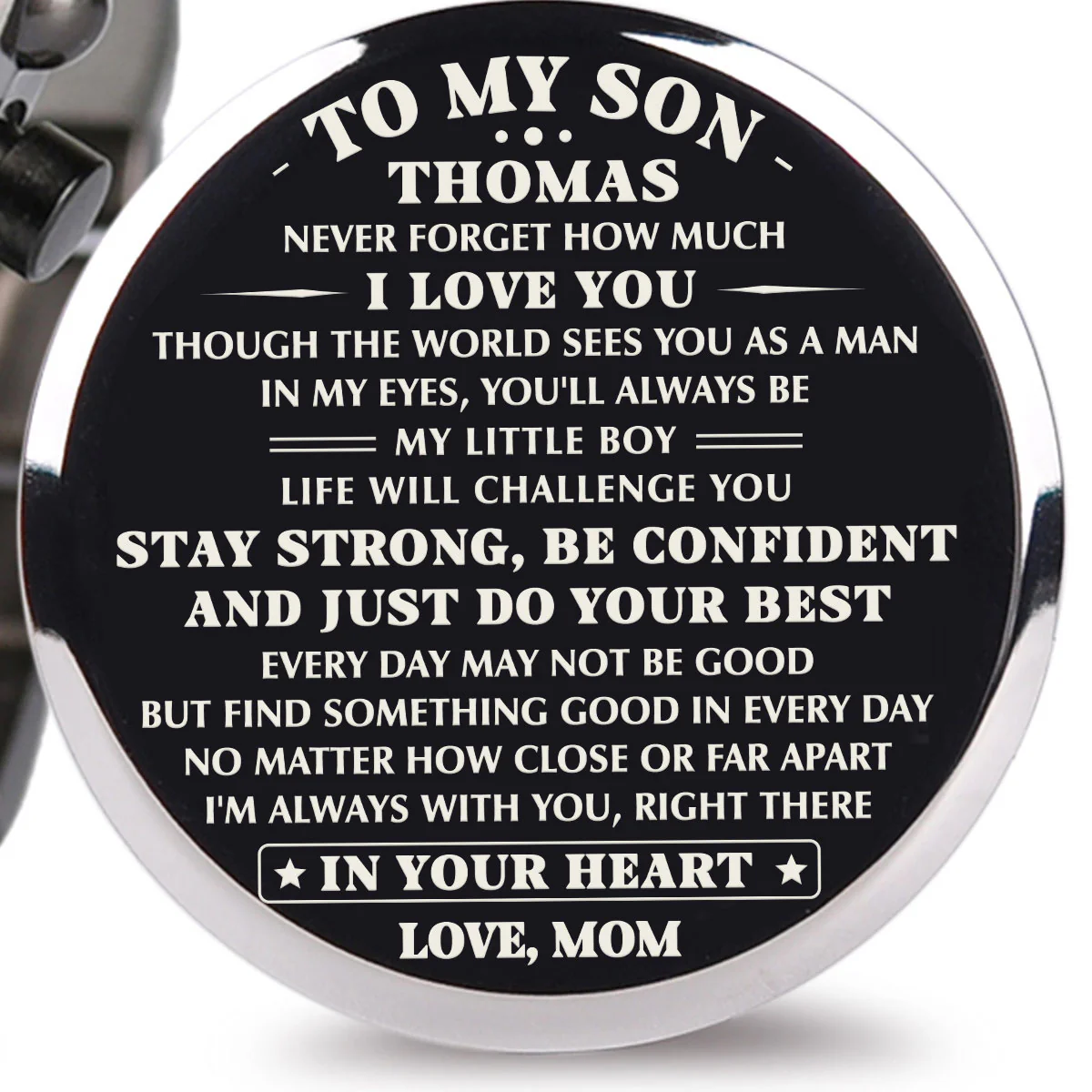 Mom To Son Stay Strong - Personalized Engraved Wooden Watches GQ026 - Image 2