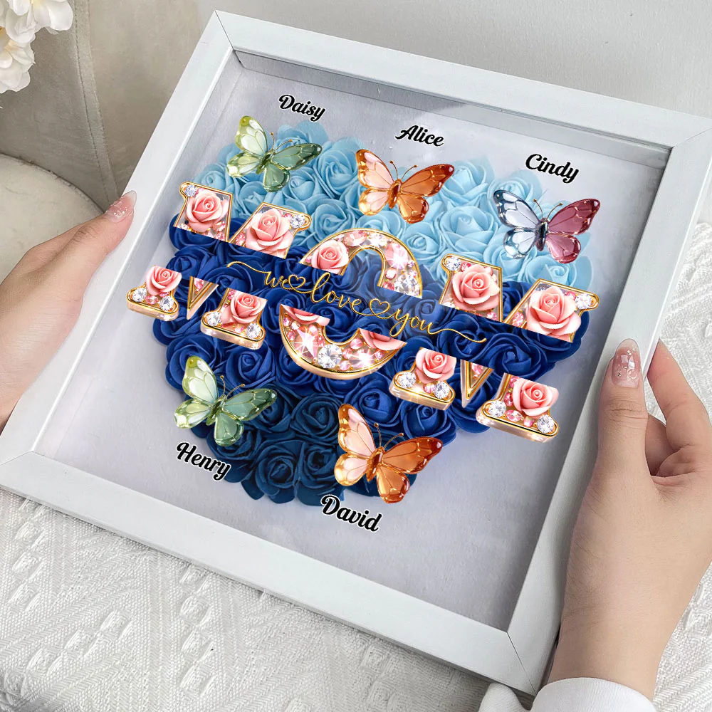 Mom We Love You - Personalized Custom Flower Shadow Box - Image 2