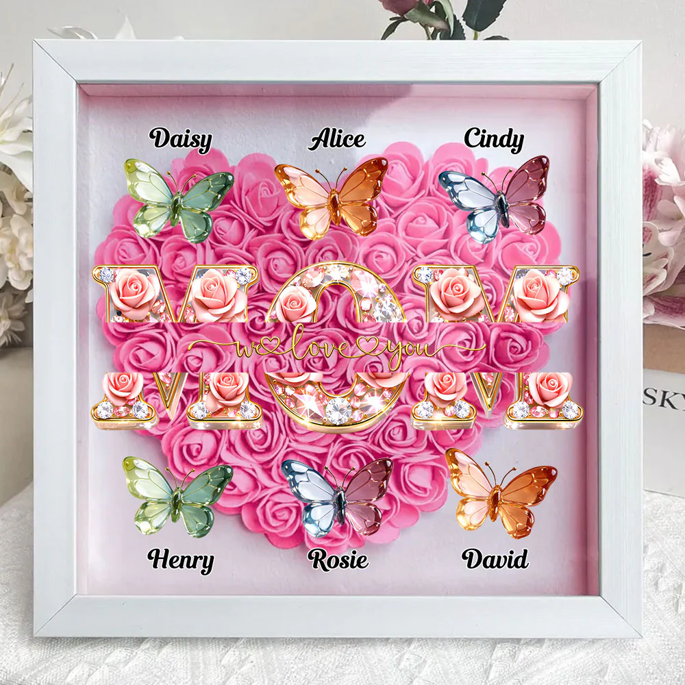 Mom We Love You - Personalized Custom Flower Shadow Box - Image 5