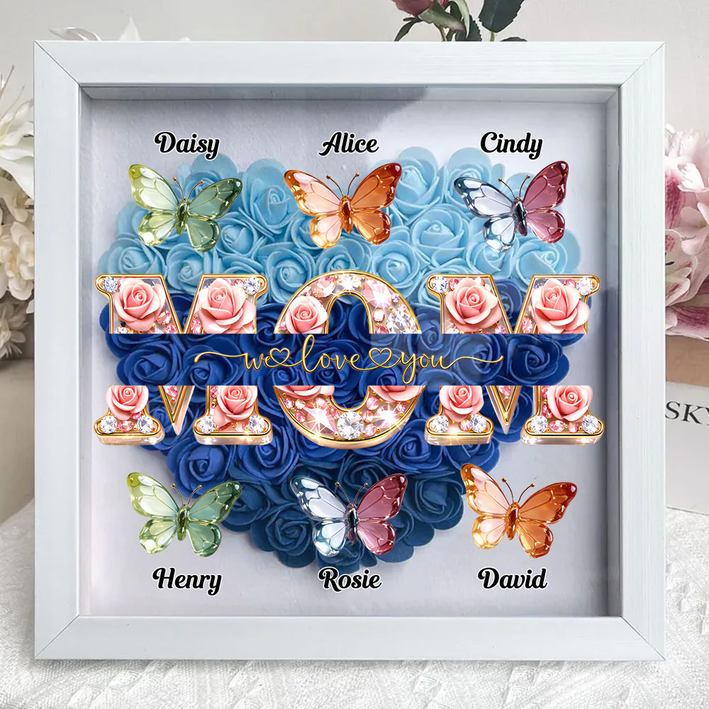 Mom We Love You - Personalized Custom Flower Shadow Box - Image 6