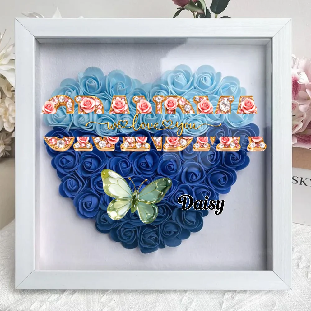 Mom We Love You - Personalized Custom Flower Shadow Box - Image 7