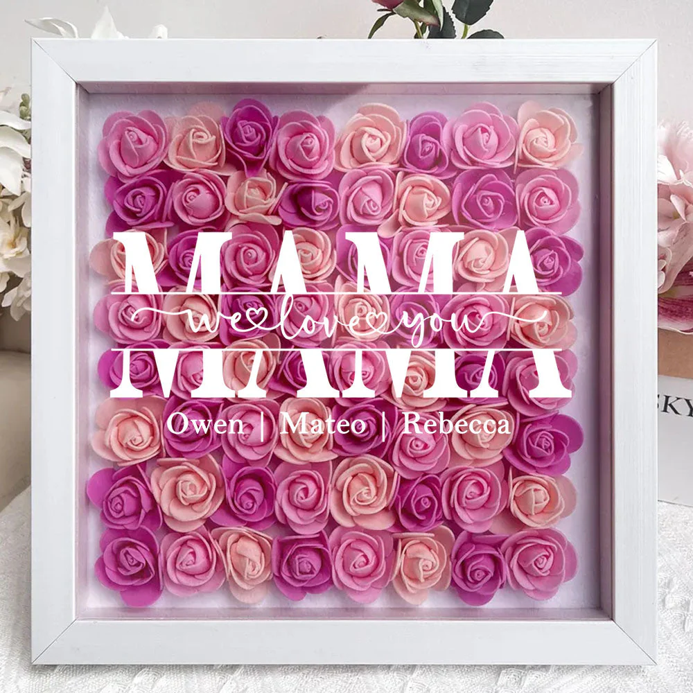 Mom We Love You - Personalized Custom Flower Shadow Box - Image 2