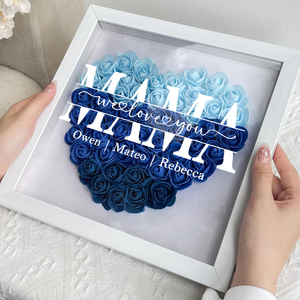 Mom We Love You - Personalized Custom Flower Shadow Box - Image 3