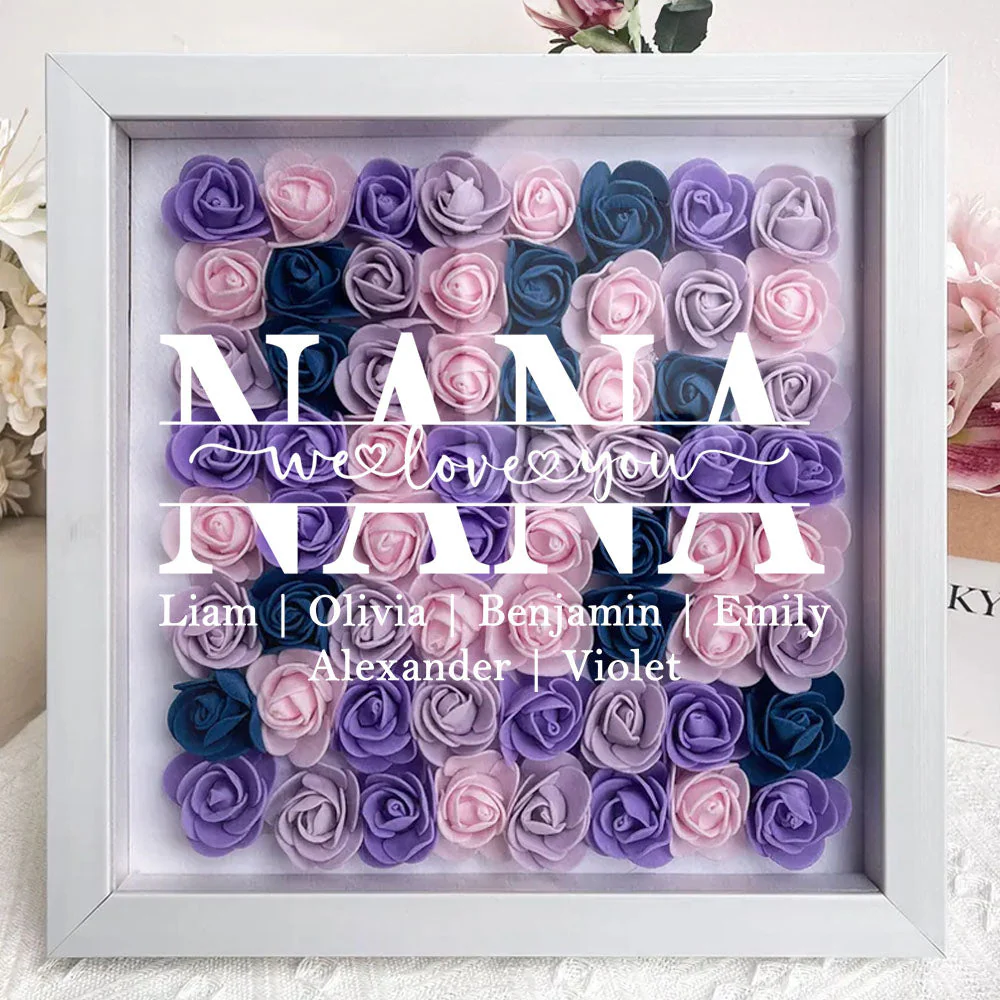 Mom We Love You - Personalized Custom Flower Shadow Box - Image 5