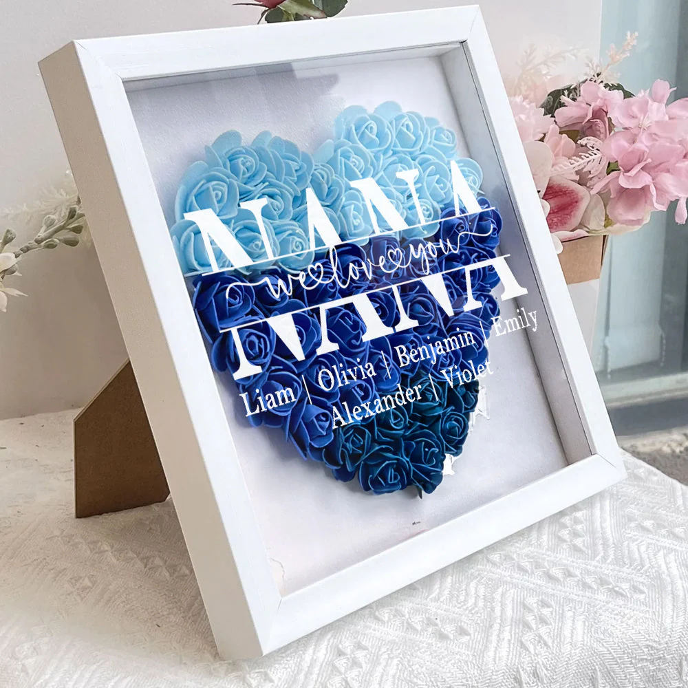Mom We Love You - Personalized Custom Flower Shadow Box - Image 6
