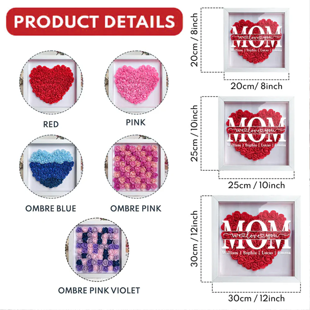 Mom We Love You - Personalized Custom Flower Shadow Box - Image 8