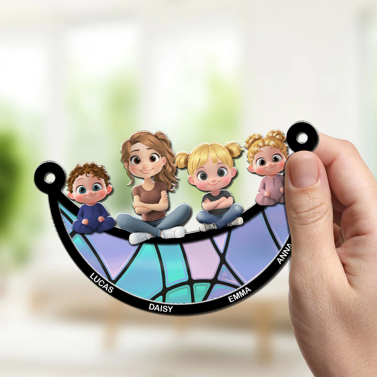Mom We Love You To The Moon And Back - Personalized Custom Suncatcher - Image 3