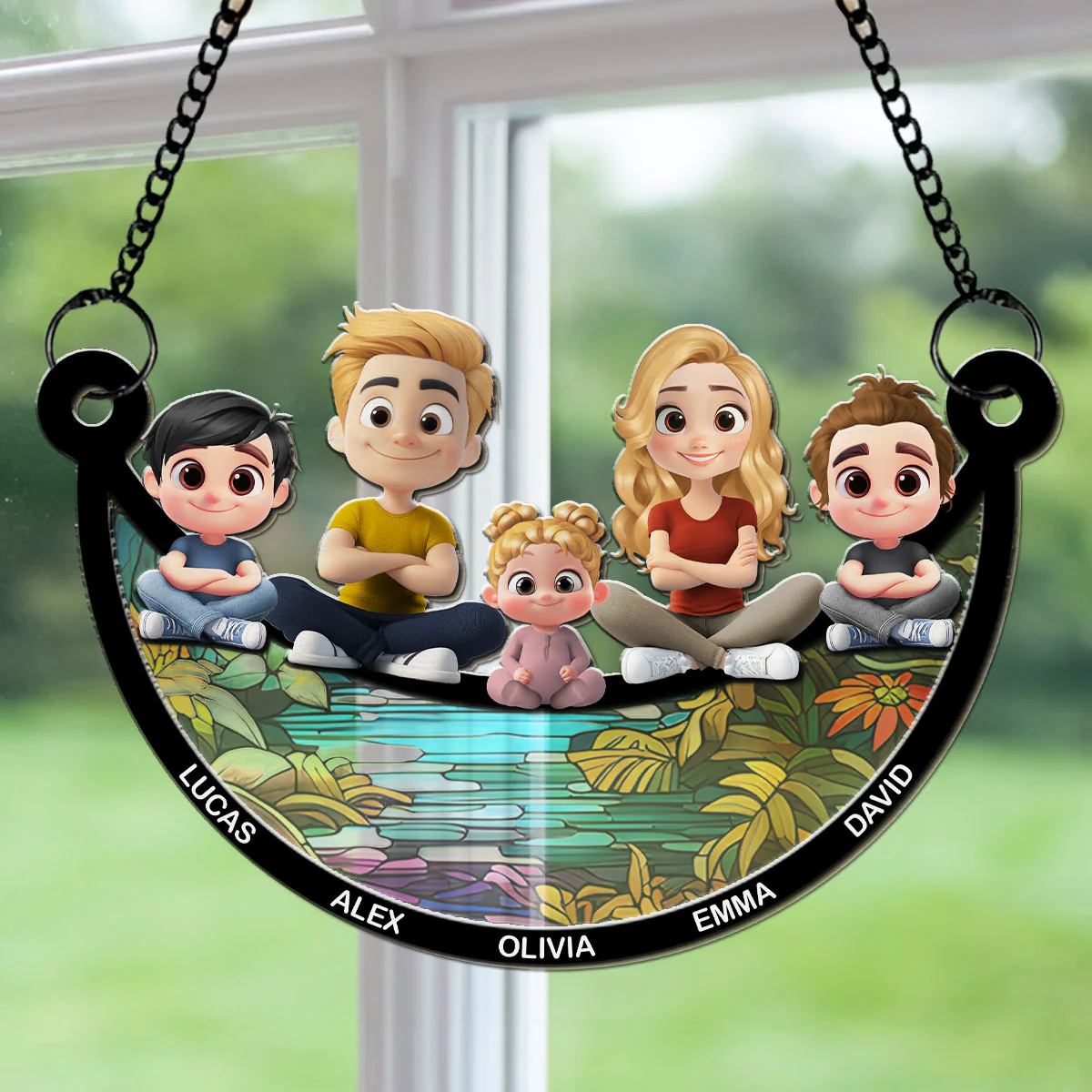Mom We Love You To The Moon And Back - Personalized Custom Suncatcher - Image 5