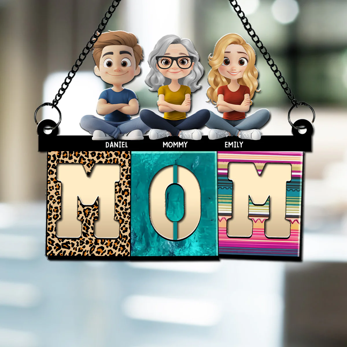 Mom With Cute Children - Personalized Custom Suncatcher - Image 2