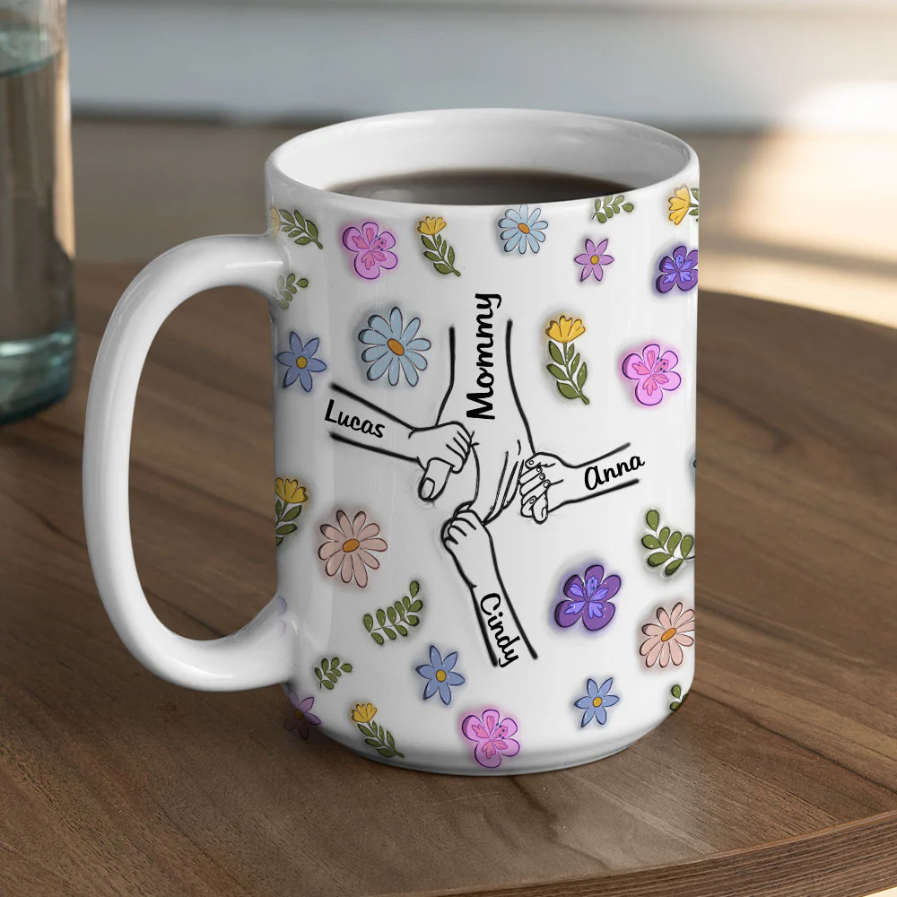 Mom You Hold My Hand And My Heart - Personalized Custom 3D Inflated Effect Mug - Image 4