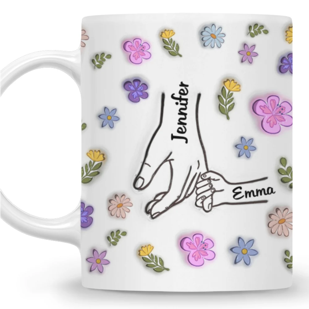 Mom You Hold My Hand And My Heart - Personalized Custom 3D Inflated Effect Mug - Image 7