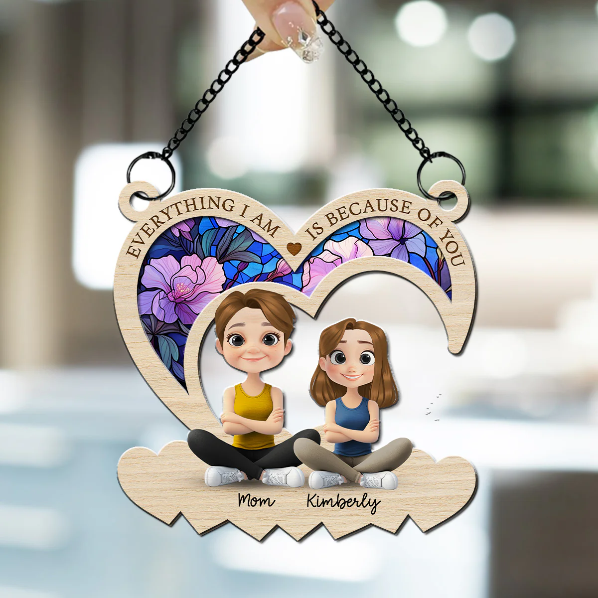 Mom You Raised Me With Love - Personalized Custom Suncatcher - Image 2