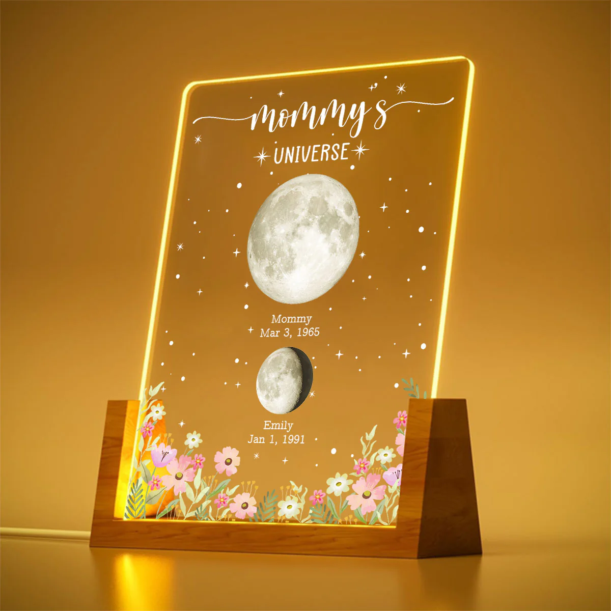 Momma Love Brighter Than Moon - Personalized Custom Plaque With Walnut Base - Image 6