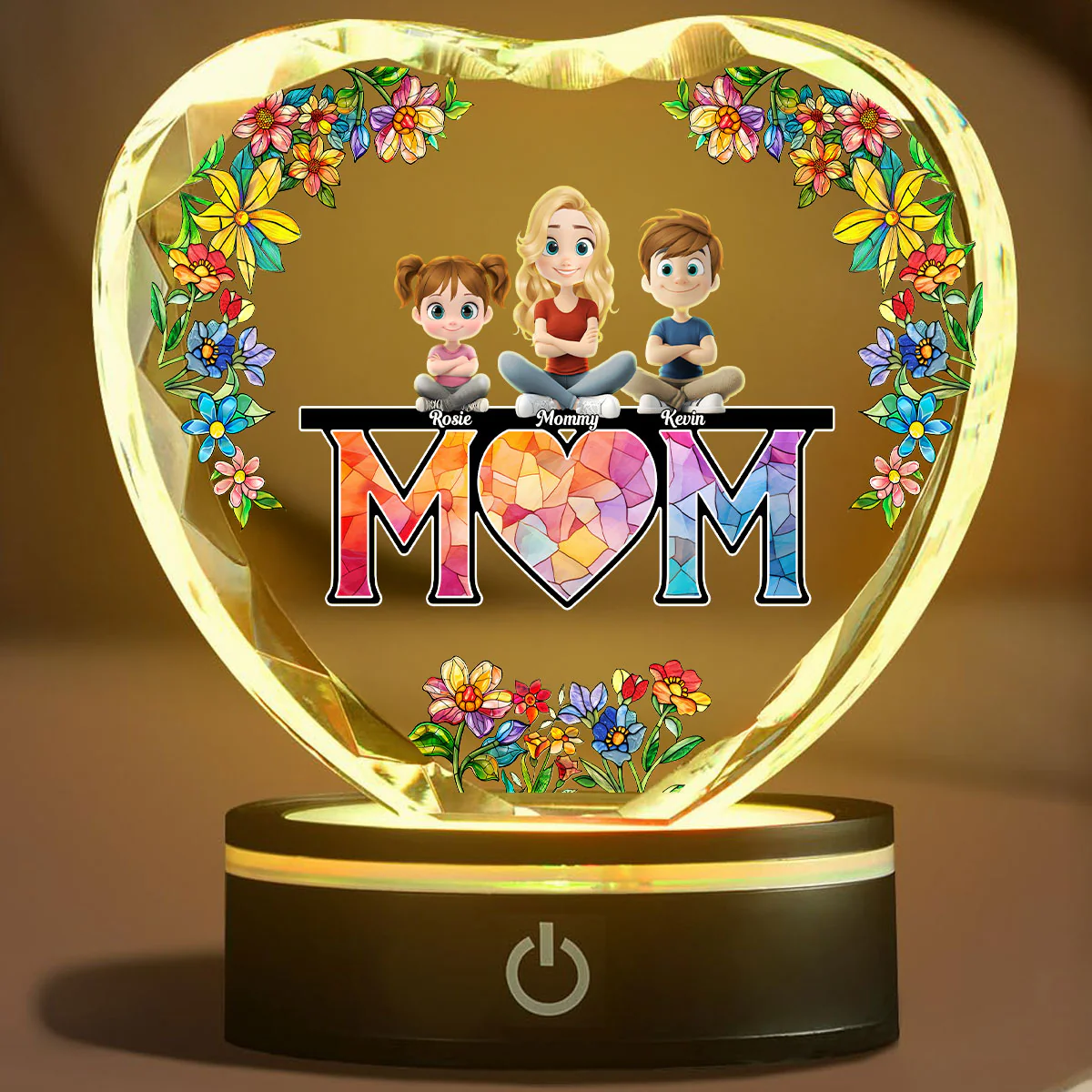 Mommy And Children - Personalized Custom Crystal Led Light - Image 2