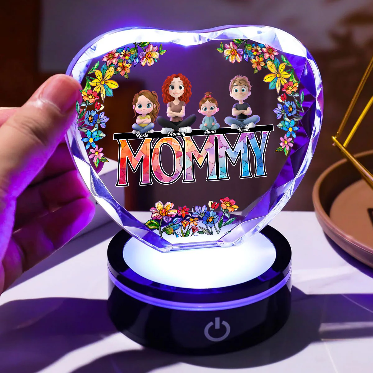 Mommy And Children - Personalized Custom Crystal Led Light - Image 4