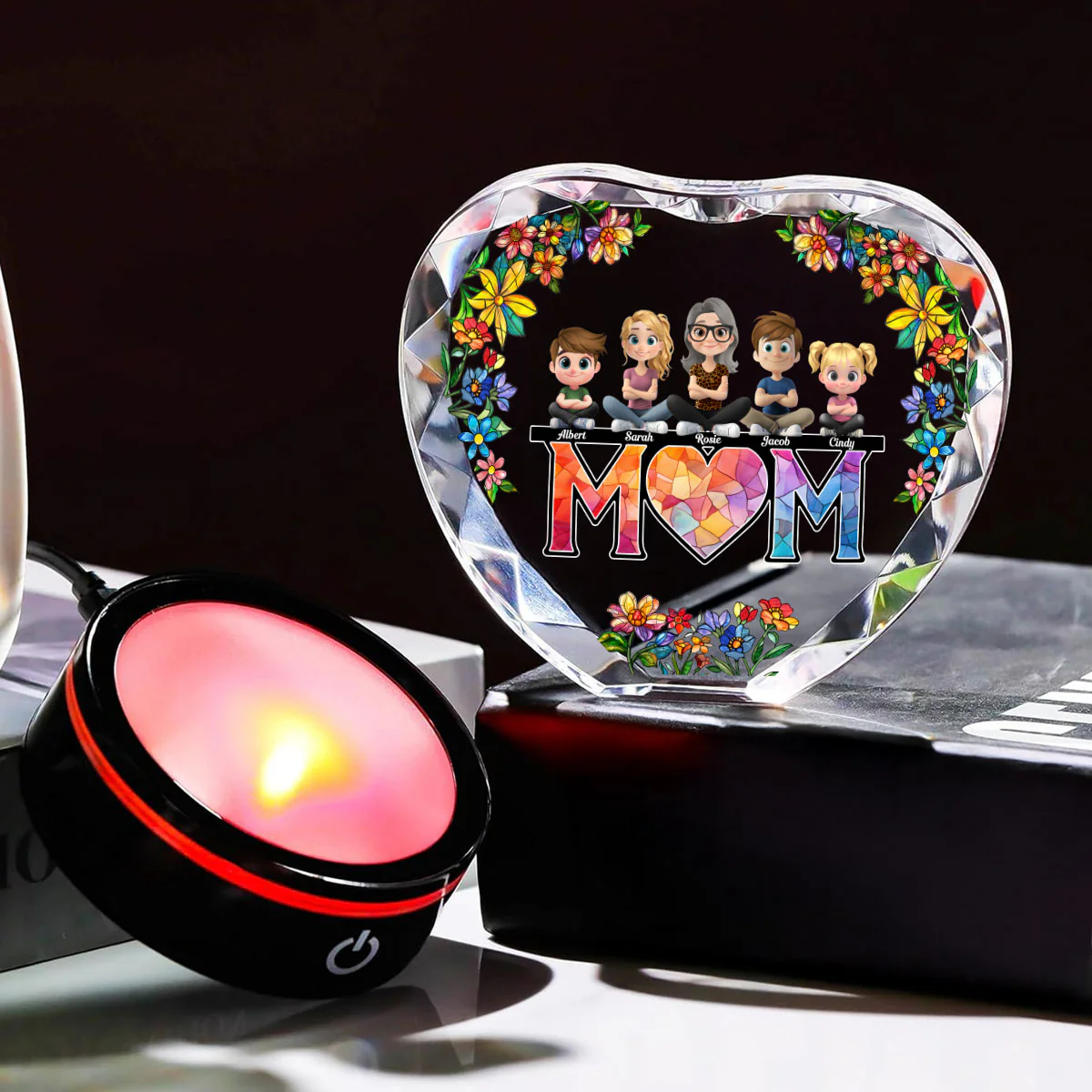 Mommy And Children - Personalized Custom Crystal Led Light - Image 5