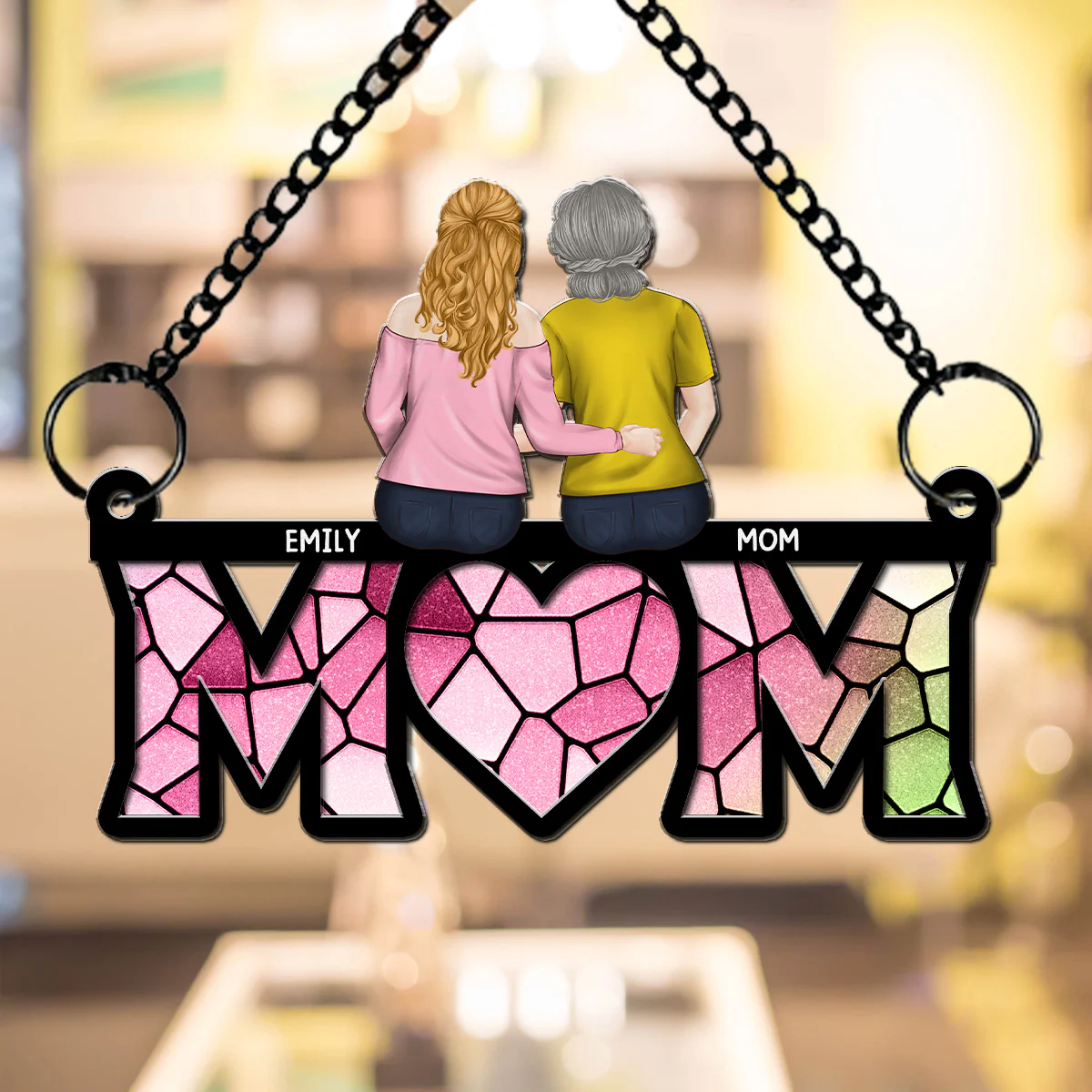 Mommy And Daughter - Personalized Custom Suncatcher - Image 4