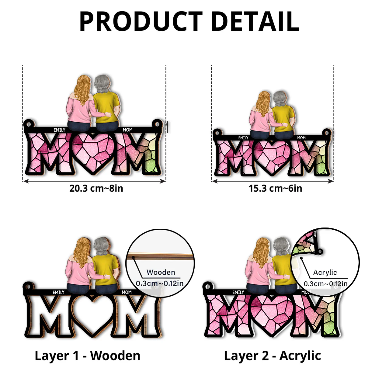 Mommy And Daughter - Personalized Custom Suncatcher - Image 5