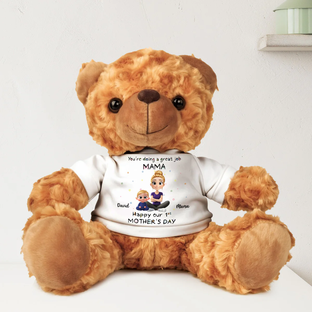 Mommy Doing A Great Job Happy Mother Day - Personalized Custom Cuddle Bear - Image 2