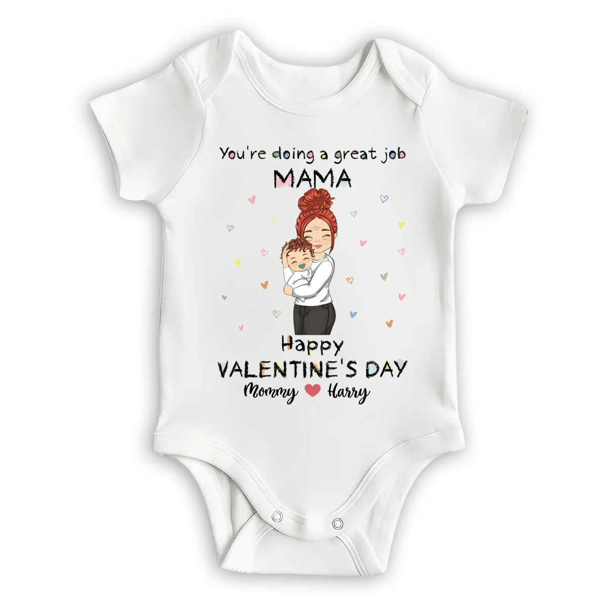 Mommy Doing A Great Job Happy Valentine - Personalized Custom Baby Onesie - Image 6