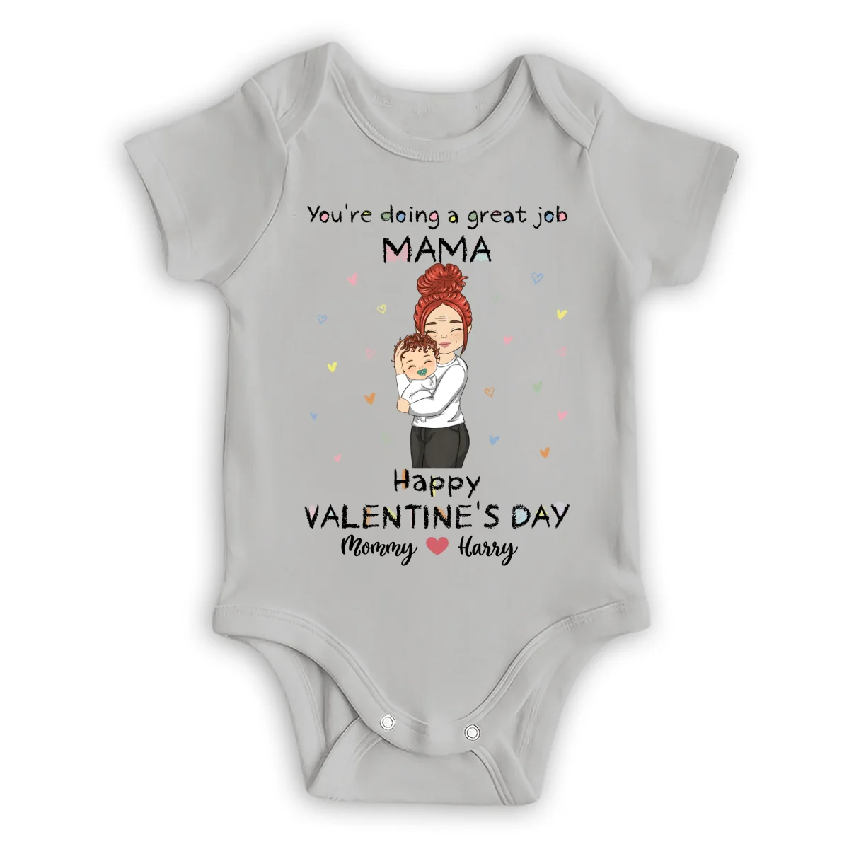 Mommy Doing A Great Job Happy Valentine - Personalized Custom Baby Onesie - Image 7