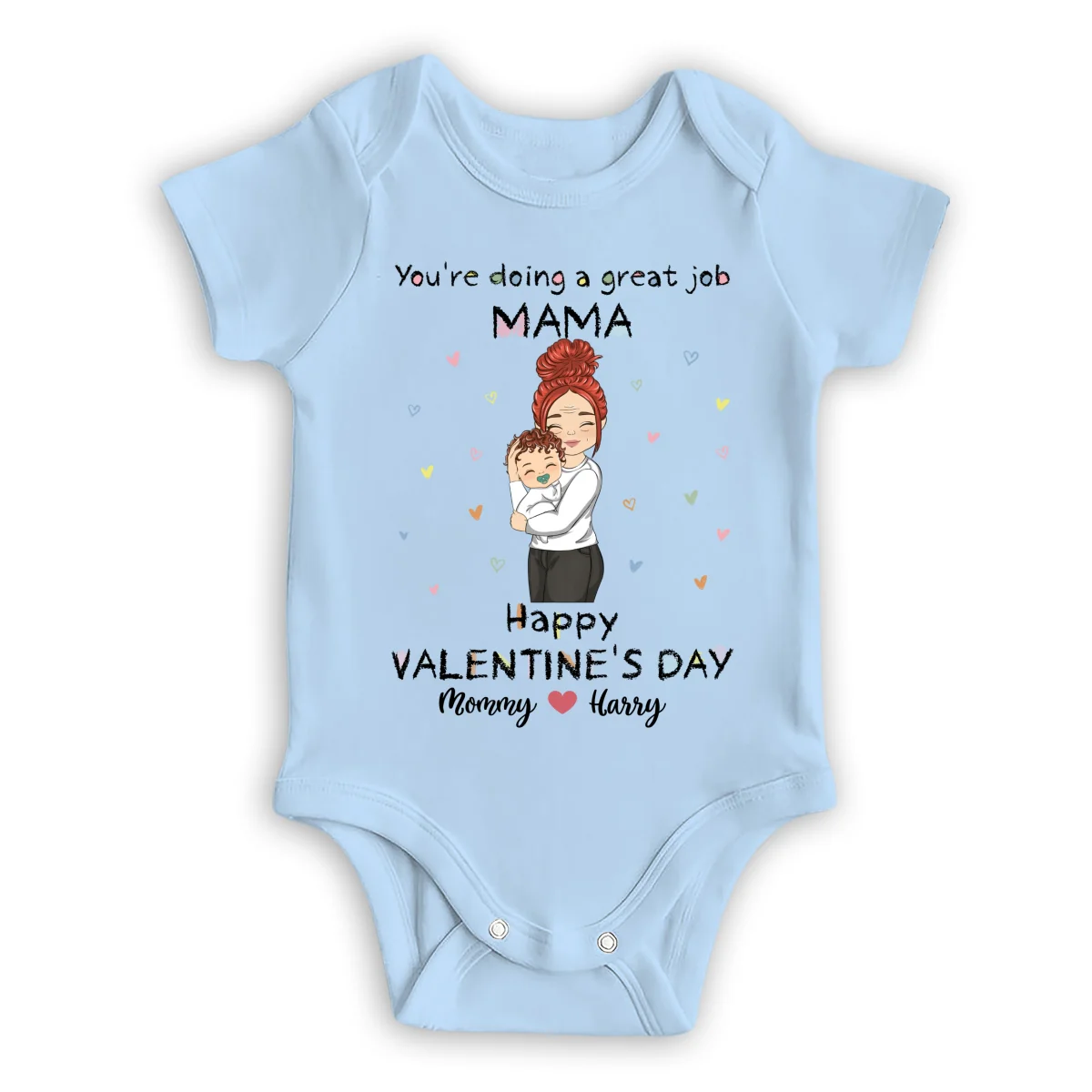 Mommy Doing A Great Job Happy Valentine - Personalized Custom Baby Onesie - Image 8
