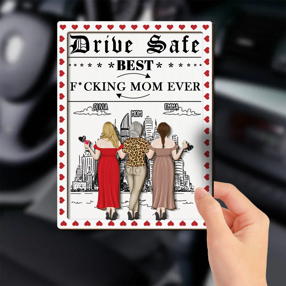 Mommy Drive Safe I Love You - Personalized Custom Car Visor Clip - Image 3